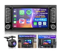 4G/64G VECHTEL 7" Autoradio Bluetooth pour VW Touareg 2004-2011/Transporter T5 Multivan 2004-2009,Carplay Android Auto,DSP,EQ,WiFi GPS,Mirrorlink,RDS/FM Radio 2 Din Con caméra de recul AHD