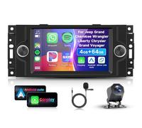 4G 64G VECHTEL 7" Autoradio pour Jeep Compass Chrysler 300C PT Cruiser Grand Cherokee Dodge RAM 1500 2500 Carplay Android Auto,Bluetooth WiFi GPS,RDS/FM Radio 2 Din avec caméra de recul AHD