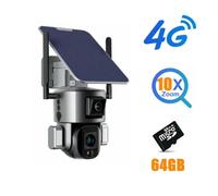 4G 8MP caméra Solaire extérieure 4G/WiFi caméra étanche IP66 humanoïde sécurité caméra de Suivi PTZ Surveillance CCTV caméra(4G10X Zoom 64GB)