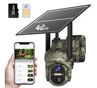 4G Caméra de Chasse Solaire Extérieure avec Carte SIM Préinstallé, Caméra Surveillance sur Batterie avec Détection de Mouvement, 2K Vision Nocturne, 360° Rotation, Audio Bidirectionnel, Etanche IP66
