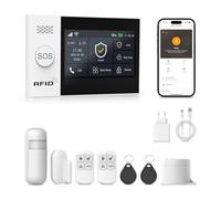 4G GSM/WiFi Alarme Maison sans Fil, Kits de Sécurité pour la Maison, Alarme Porte et Fenetre 8 Pièces avec APP, Sirène 120DB, Télécommande, Compatible avec Alexa(2.4GHz Wi-FI)
