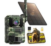 4G LTE Camera de Chasse Connectée Telephone Solaire Camera Chasse 8000mAh Batterie Piege Photographique Infrarouge Vision Nocturne, IP66, Carte SD de 64GB