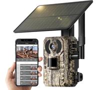 4G LTE Caméra de chasse solaire avec carte SIM, caméra photo sans WiFi, batterie 10 400 mAh, vision nocturne 950 nm infrarouge invisible, audio 2 voies, activation 0,2 s, IP66 étanche
