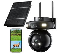 4G LTE Camera de Surveillance sans Internet,2K+2K Double Caméra 4G Autonome,Camera 4G Solaire Exterieur avec Batterie 15600mAh,Détection de Mouvement,Vision Nocturne Couleur,Suivi Automatique,IP66