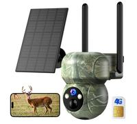 4G LTE Camera Exterieur Solaire Chasse: 2K Camera Surveillance sans Fil Carte Sim - 360° PTZ Caméra sur Batterie - Vision Nocturne Couleur Détection Humaine IP66