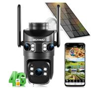 4G LTE caméras de Surveillance Solaire avec Carte Sim,AOV 24/7,à triple objectif,4K Détection Humaine,360° PTZ Caméra Extérieure,Suivi Automatique,Audio Bidirectionnel,IP66,Vision Nocturne Couleur