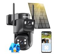 4G LTE caméras de Surveillance Solaire avec Carte Sim/Batterie,AOV 24/7,à Double Objectif,4K Détection Humaine,360° PTZ Caméra Extérieure,Suivi Automatique,Vision Nocturne Couleur,Audio Bidirectionnel