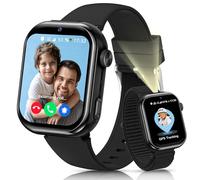 4G Montre Connectée Enfant avec Appel Vidéo, GPS, Double Caméra, Noir | Lampe de Poche, Carte Sim, GPS, Chat Vocal, SOS, IP68, Mode École, Podomètre, Réveil, Smartwatch Enfant pour Garçons Filles