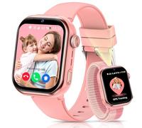 4G Montre Connectée Enfant avec Appel Vidéo, GPS, Double Caméra, Rose | Lampe de Poche, Carte Sim, GPS, Chat Vocal, SOS, IP68, Mode École, Podomètre, Réveil, Smartwatch Enfant pour Garçons Filles