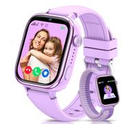4G Montre Connectée Enfant avec GPS et Visiophonie, Smartwatch Enfants avec Appels, Chat Vocal, SOS, Mode École, Étanchéité IP68, Podomètre, Réveil, Cadeau pour Filles et Garçons de 4 à 15, Violet