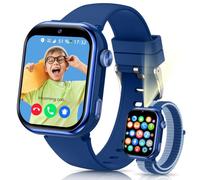 4G Montre Connectée Enfant GPS, Appels, Double Caméra, Lampe de Poche, Bleu | 1.83"HD Montre Telephone Enfant avec Appels Vidéo, Chat Vocal, SOS, Mode Classe, Sommeil, Pédomètre, Réveil, IP68, Garçons