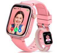 4G Montre Connectée Enfants Avec Gps Et Téléphone, Appels Vidéo, Messages, Mode École, Appel D'Urgence Sos, Étanche Ip68, Réveil, Podomètre, Musique - Cadeau Pour Garçons Et Filles (Rose)
