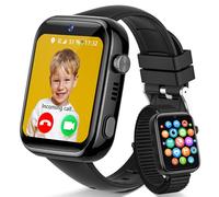 4G Montre Connectée Enfants, IP68 Étanche Montre Telephone Enfant avec Appels, Appels Vidéo, Chat Vocal, Whatsapp, Wi-FI, GPS, SOS, Mode École, Podomètre, Smartwatch pour Filles et Garçons Noir
