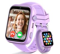 4G Montre Connectée Enfants, Montre Telephone Enfant avec Appels, Appels Vidéo, Chat Vocal, WhatsApp, Wi-Fi, GPS, SOS, Mode École Podomètre Réveil Étanche IP68 Smartwatch pour Filles et Garçons Violet