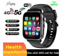 4G nouvelle montre intelligente d'appel vidéo Android pour étudiants enfants I1 avec résolution 1.99 ''410*502, double caméra, carte SIM, GPS, WIFI Black