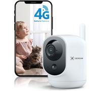 4G Wireless Indoor Surveillance Camera with 6000 mAh Battery,355°P 90°T,2K 4G Camera for Baby/Animal/Old,Human PIR Detection,Built-in SIM Card,No WiFi (White)