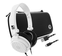 4Gamers Kit d'accessoires de voyage à coque rigide compatible avec Nintendo Switch, Lite et OLED avec casque et câble de charge USB-C tressé de qualité supérieure