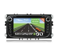 [4GB+64GB] Android 14 2 Din Autoradio pour Ford Focus/Mondeo/Galaxy/Cmax-[Intégré CarPlay/Android Auto/DSP/GPS]-IPS 7 Pouce Écran Tactile-CAM+MIC-Dab/Bluetooth 5.0/MirrorLink/AHD/360 Camera