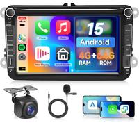 4GB+64GB Android Car Radio for VW Passat Golf Jetta EOS Polo Touran Seat Sharan,8 Inch Touch Screen with CarPlay Android Auto Navigator GPS WiFi Bluetooth FM/RDS Radio DSP Canbus Camera