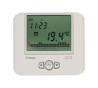 4GREEN CC 12B - Thermostat Programmable Digital d'ambiance sur Piles pour Chauffage et Climatisation, Thermostat Mural avec Programmation Hebdomadaire, Blanc