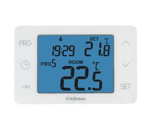 4GREEN CC 15B - Thermostat Digital à Piles pour Chaudière, Mural Programmable Hebdomadaire avec Écran Tactile, Blanc