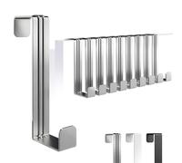 4happy Lot de 10 crochets de porte à suspendre - Couleur argent - En acier inoxydable - À suspendre comme porte-manteau individuel ou comme porte-manteau de porte