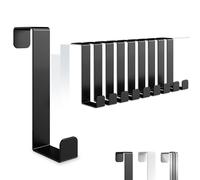 4happy Lot de 10 crochets de porte à suspendre - Noirs - Crochets inoxydables à suspendre individuellement ou comme barre à crochets de porte - Capacité de charge élevée