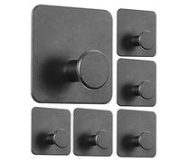 4happy MZ Design Lot de 6 crochets adhésifs sans perçage avec pastilles adhésives Noir