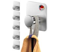 4happy MZ Design Lot de 6 crochets adhésifs sans perçage en acier inoxydable avec pastilles adhésives