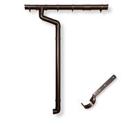 4Home&Garden Gouttière semi-circulaire 65 mm - Fixation avec fer de gouttière - Kit complet avec tuyau de descente jusqu'à 750 cm - Type 250 tuyau de descente DN 60 - Plastique PVC marron - 4Home