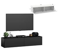 4housedesign® Meuble TV Mural 140 cm | Board lowboard Table Television Salon Table TV | Meuble Tele Suspendu Meuble Bas TV 55 Zoll - Armoire Meuble TV 140 cm Longueur Mat Noir