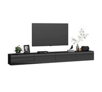 4housedesign® Meuble TV Mural 280 cm | Board lowboard Table Television Salon Table TV | Meuble Tele Suspendu Meuble Bas TV 55 Zoll - Armoire Meuble TV 280 cm Longueur Noir Brillant