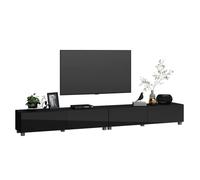 4housedesign® Television 240 cm TV 65 Pouces Meuble Tele Industriel Meuble Longueur 240 cm Armoire TV TV étagère TV Board lowboard TV Table Noir Brillant accrochage/Support
