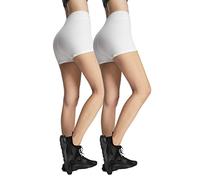 4How Set 2 Pièces Short Court de Sport Femme en Coton Opaque Taille Haute Yoga Danse Fitness Course à Pied Cyclisme Boxer Confortable sous Robe Quotidienne Blamc Taille M