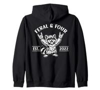 4ième Anniversaire Raccoon Feral Four 4 Year Old Funny Trash Sweat à Capuche