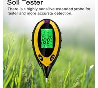 4in1 Digital Soil Analyzer Multifunctional Soil Tester Sunlight Intensity PH Value Moistures Temperature Detector Meter Potted Crops Planting Cultivating Tool with Dial for Field Garden Greenhouse