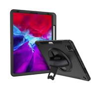 Lobwerk Étui de Protection 4 en 1 pour Apple iPad Pro 12.9 2018 2020 A2229 A2069 A2232 A2233 12,9" avec Fonction Support et poignée Noir