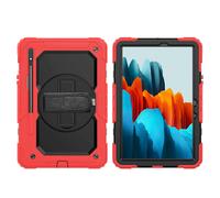 Lobwerk Étui de Protection 4 en 1 pour Samsung Galaxy Tab S7 T-870 T-875 11" + Support Rouge