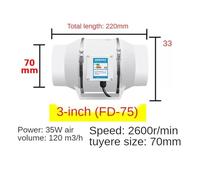 4inch 220V Exhaust Fans Home Silent Inline Pipe Duct Fan Bathroom Extractor Ventilation Kitchen Toilet Wall Air Clean Ventilator(3inch,EU Adapter)