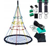 4iQ Balançoire, nid de cigogne avec filet à grimper, balançoire de jardin pour enfants, aire de jeux + harnais