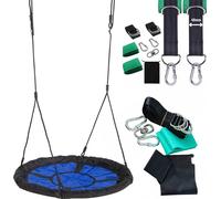 4iQ Balançoire, Nid de cigogne SWIBEE Balançoire de jardin pour enfants Bleu / Szchwarz, Aire de jeux + harnais