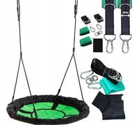 4iQ Balançoire, nid de cigogne SWIBEE Balançoire de jardin pour enfants Vert / Noir, aire de jeux + harnais