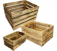 4iQ Boîte cadeau Décoration en bois SET de 3 pièces brûlées Vintage pour légumes