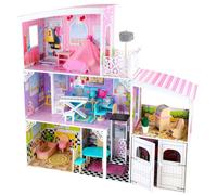4iQ Grande maison de poupées en bois KSENIA 112X31,5X112,5 cm avec accessoires et garage