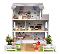 4iQ Maison de poupées en bois ROZALIA 70x60x24 cm avec jardin et accessoires