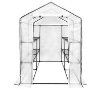 4iQ Mini-serre tunnel avec étagères 1,4x1,4x2 m, blanc