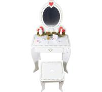 4iQ Table de maquillage pour enfants IZOLDA en bois 48,5x33x93 cm blanc avec chaise