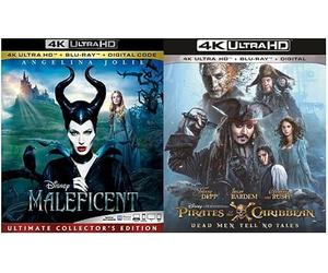 4K 2-Pack: Pirates Of the Caribbean: Dead Men Tell No Tales & Maleficent [4K UHD + Blu-ray + Digital Code] Angelina Jolie & Johnny Depp, Region 1/A