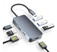 4K @ 60Hz HDMI Display Port USB C Station d'accueil double moniteur pour ordinateur portable Dell/HP/Mac, adaptateur multiport USB C vers HDMI et Displayport avec USB 3.0/USB-C Data/PD, station