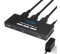 4K@60Hz Répartiteur HDMI 1 entrée 2 Sorties, 1x2 Splitter HDMI Distributeur Audio Vidéo Miroir 2 Écrans, Supporte HDCP2.3 RGB YUV 4:4:4 pour Projecteur, HD TV
